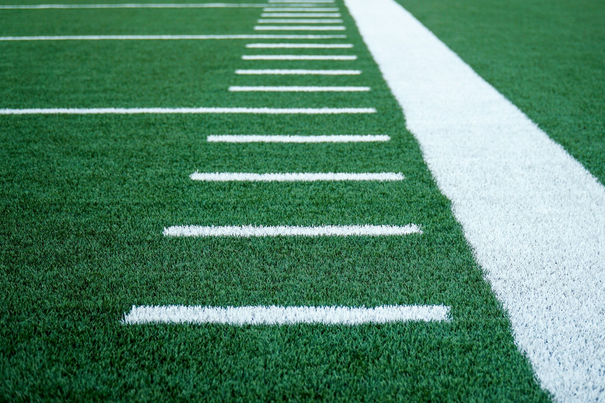 Hashmark lines along the sideline of a football field